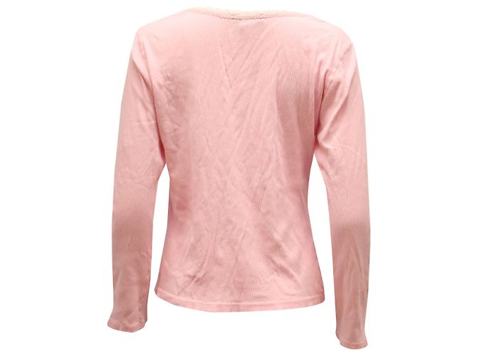 Suéter Ralph Lauren com decote redondo e renda em algodão rosa - vista 2