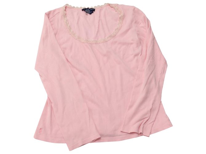 Suéter Ralph Lauren com decote redondo e renda em algodão rosa - vista 3