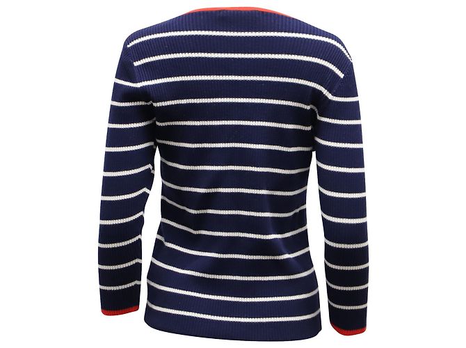 Autre Marque Lauren Ralph Lauren Gestreifter, gerippter Pullover aus marineblauer Baumwolle - Ansicht 2
