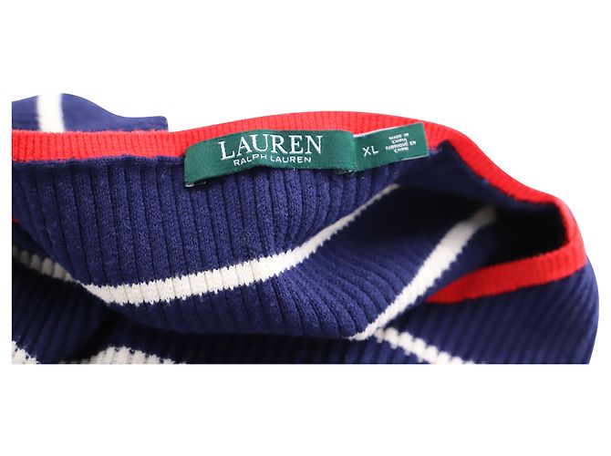 Autre Marque Lauren Ralph Lauren Gestreifter, gerippter Pullover aus marineblauer Baumwolle - Ansicht 4
