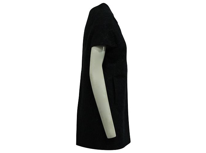Marni Sleeveless Textured Coat in Navy Blue Wool - view 2