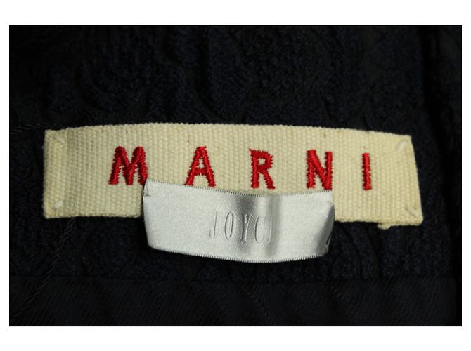 Marni Sleeveless Textured Coat in Navy Blue Wool - view 4