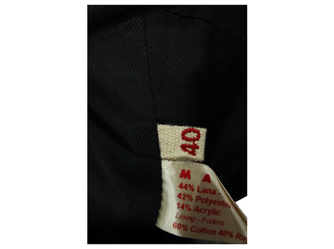 Marni Sleeveless Textured Coat in Navy Blue Wool - view 5