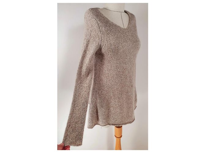 Autre Marque Suéter Oversize Lu Ren de Cashmere e Seda Bege - vista 3