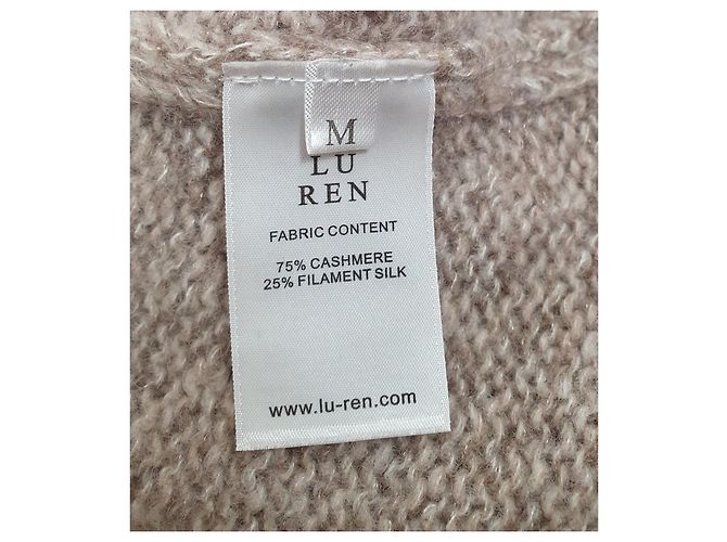 Autre Marque Suéter Oversize Lu Ren de Cashmere e Seda Bege - vista 6