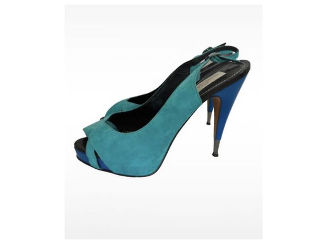 Décolleté Nando Muzi in suede blu taglia 40 - vista 3