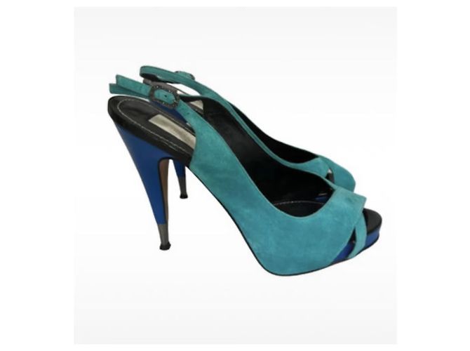 Décolleté Nando Muzi in suede blu taglia 40 - vista 5