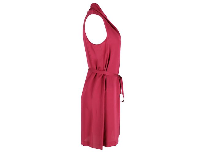 Vestido sin mangas con cinturón Theory en seda roja - vista 2