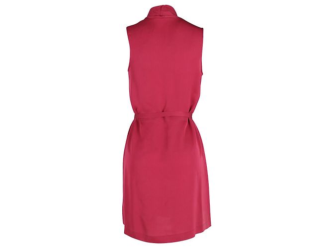 Vestido sin mangas con cinturón Theory en seda roja - vista 3