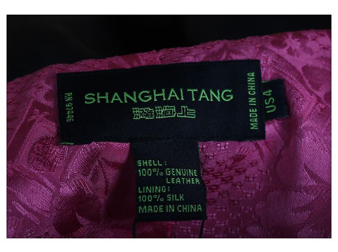 Shanghai Tang Abrigo estilo Cheongsam de cuero negro - vista 5