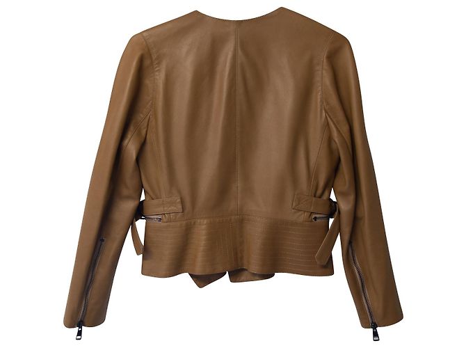 Chloé Chloe Bikerjacke aus dunkelbeigem Leder - Ansicht 5