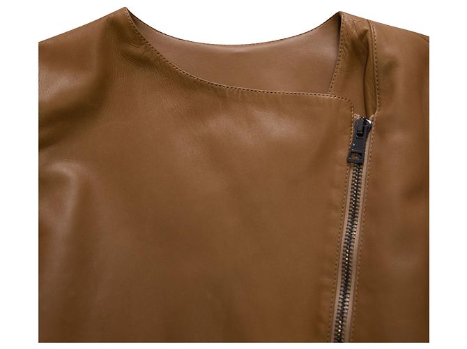 Chloé Chloe Bikerjacke aus dunkelbeigem Leder - Ansicht 6