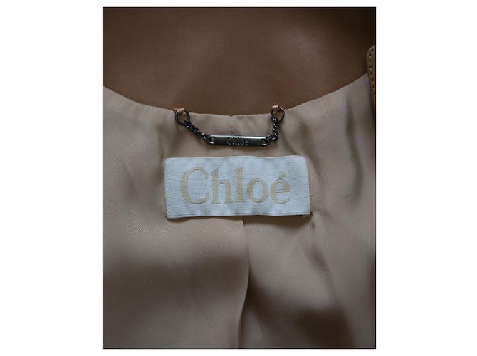 Chloé Chloe Bikerjacke aus dunkelbeigem Leder - Ansicht 7