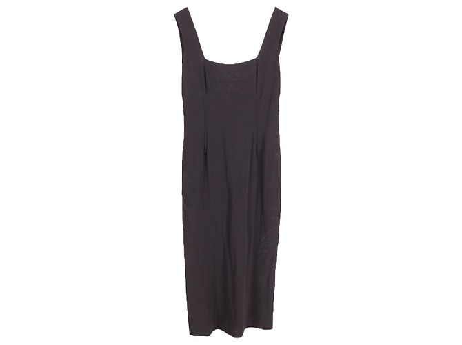 Dolce & Gabbana Dolce e Gabbana Abito Midi Scollo Quadrato in Lana Nera Nero - vista 2