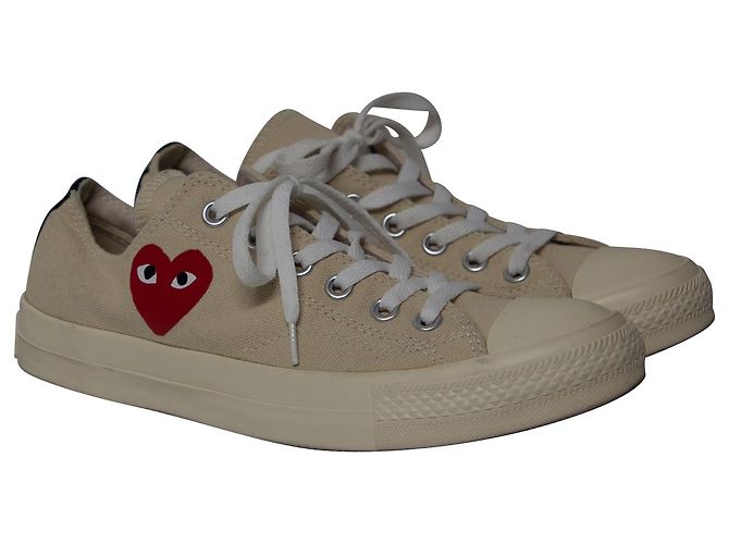 Zapatillas bajas en lona beis Play x Converse de Comme Des Garcons Castaño Beige - vista 3
