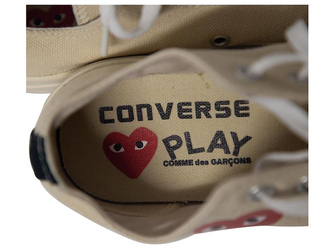 Zapatillas bajas en lona beis Play x Converse de Comme Des Garcons Castaño Beige - vista 7