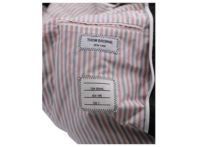 Thom Browne 4 Giubbotto Imbottito Rigato in Nylon Nero - vista 3