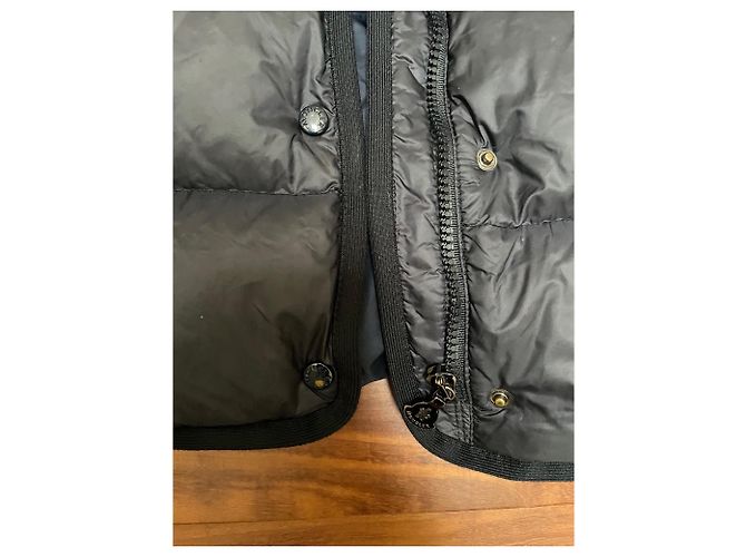 Moncler Mädchen Mantel Dunkelblau Polyamid mit Echtpelz Kapuze Marineblau - Ansicht 3