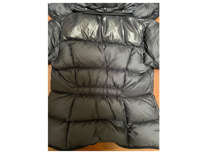 Moncler Mädchen Mantel Dunkelblau Polyamid mit Echtpelz Kapuze Marineblau - Ansicht 7