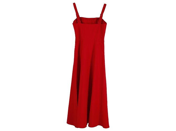 Vestido midi sin mangas Staud con botones en algodón rojo Roja - vista 2