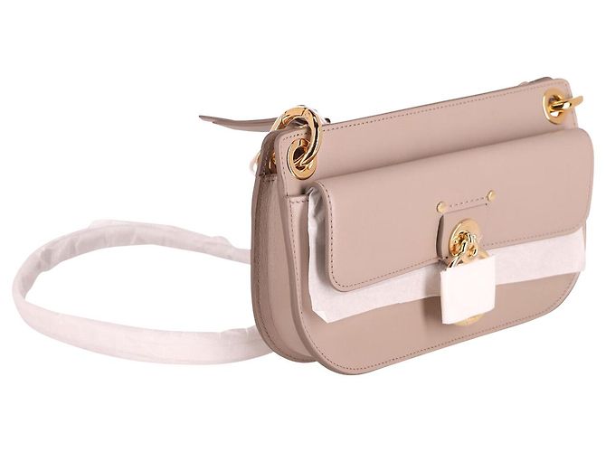 Chloé Minibolso bandolera Chloe Tess con cadena de piel de becerro Beige Leather - vista 2