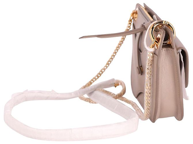 Chloé Minibolso bandolera Chloe Tess con cadena de piel de becerro Beige Leather - vista 3