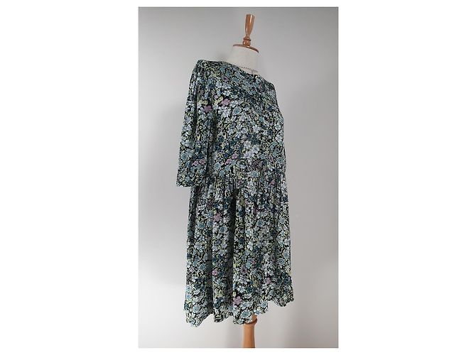 Zadig & Voltaire Risla Kleid Grün Blumig Viscose Mehrfarben - Ansicht 4