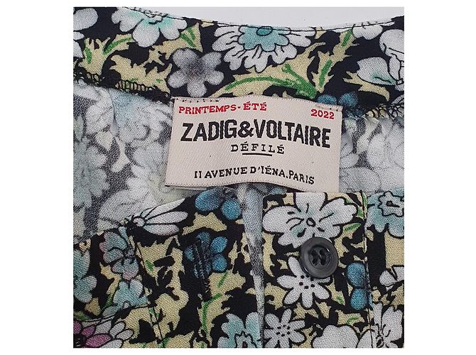 Zadig & Voltaire Risla Kleid Grün Blumig Viscose Mehrfarben - Ansicht 8