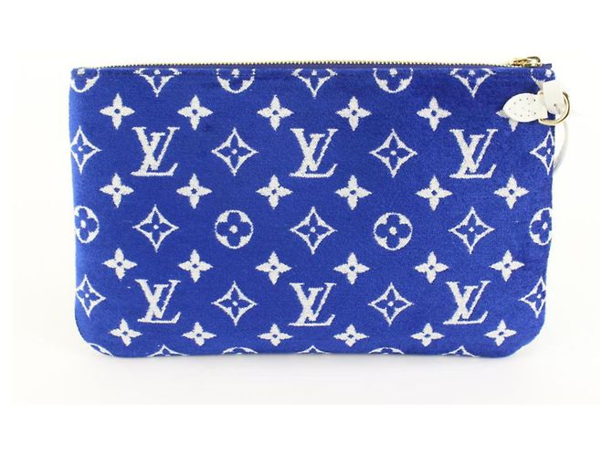 Louis Vuitton Blue Monogram Velvet Match Neverfull Pochette MM oder GM - Ansicht 8
