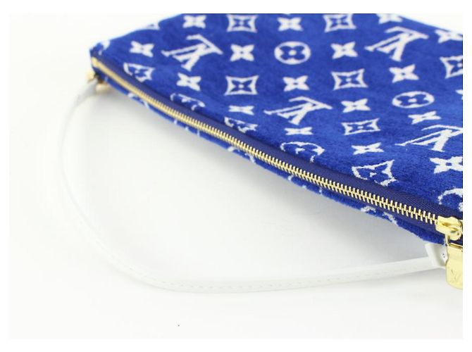 Louis Vuitton Blue Monogram Velvet Match Neverfull Pochette MM oder GM - Ansicht 9
