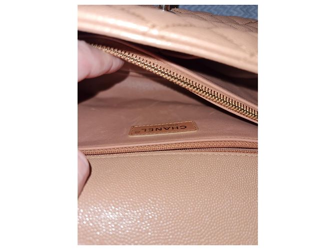 Chanel Coco Handle Borsa a tracolla beige in pelle - vista 7