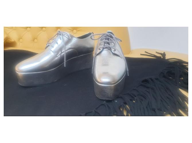 Calvin Klein Scarpe stringate in pelle argento - vista 5