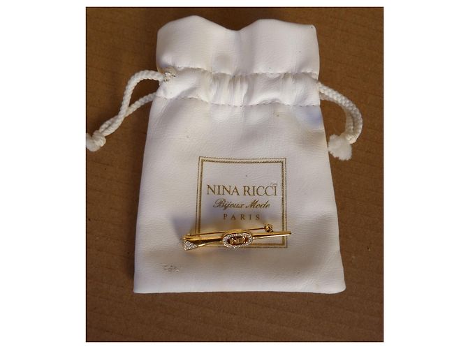 Spilla a Freccia Nina Ricci Oro e Bianca Bianco Gold hardware - vista 2