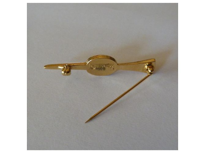 Spilla a Freccia Nina Ricci Oro e Bianca Bianco Gold hardware - vista 5