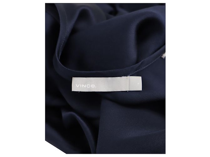 Canotta Vince in Seta Blu Navy - vista 4