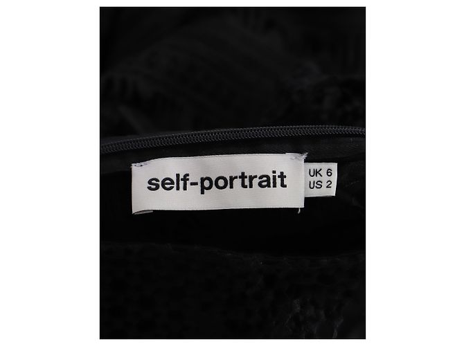 Self portrait Self-Portrait Langarm-Top mit Rüschen und Spitze aus schwarzem Polyester - Ansicht 4