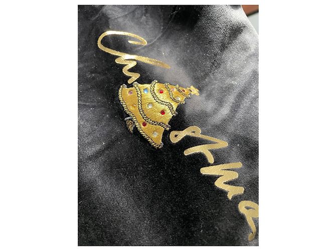 Sonia Rykiel Sweatshirt aus schwarzem Samt mit Goldstickerei Golden - Ansicht 2