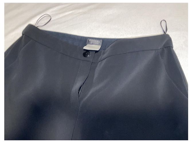 Pantalones largos uniforme Chanel negros algodón - vista 2