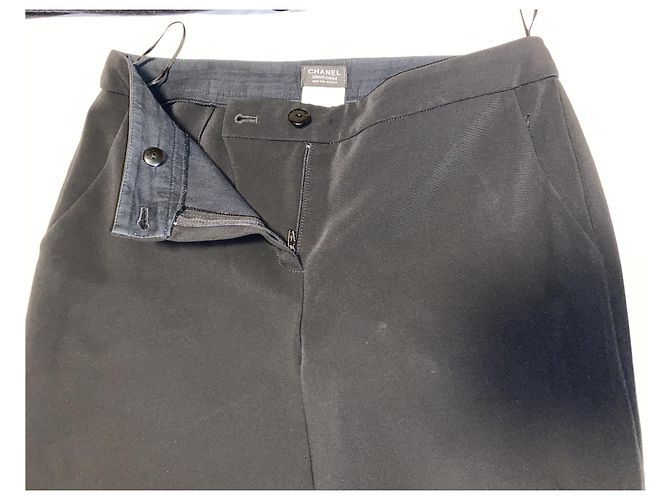 Pantalones largos uniforme Chanel negros algodón - vista 4