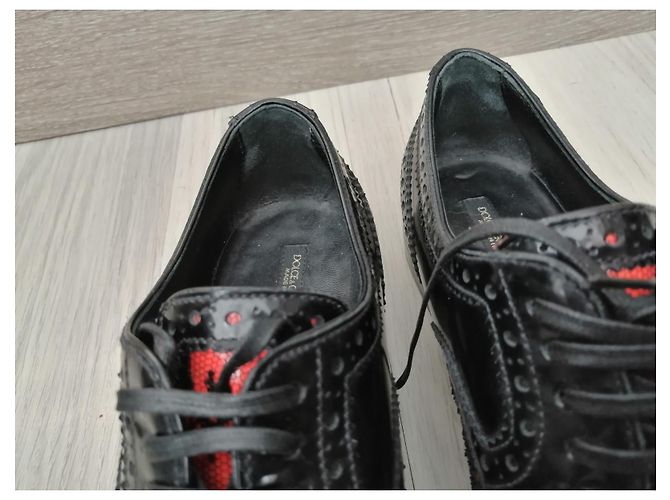 Scarpe stringate in pelle nere Dolce & Gabbana Nero - vista 3