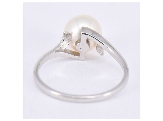 Anel MIKIMOTO com pérola Akoya 7,9 mm em ouro branco maciço 14K Prata - vista 2