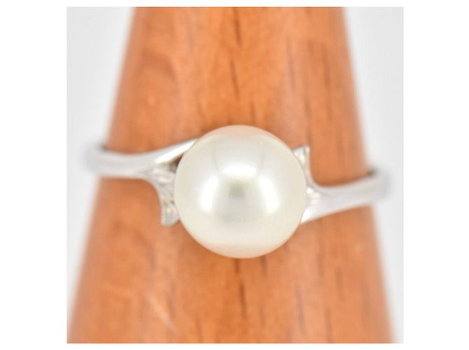 Anel MIKIMOTO com pérola Akoya 7,9 mm em ouro branco maciço 14K Prata - vista 3