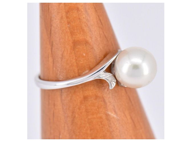 Anel MIKIMOTO com pérola Akoya 7,9 mm em ouro branco maciço 14K Prata - vista 5
