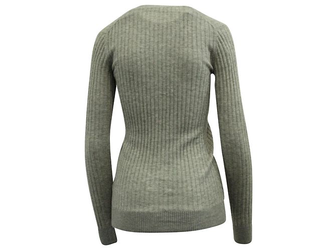 Vince Gerippte Strickjacke aus grauem Kaschmir - Ansicht 2