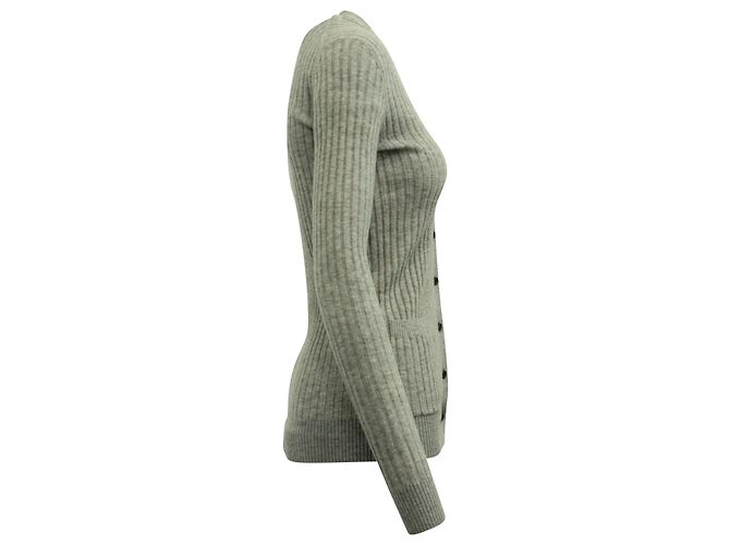 Vince Gerippte Strickjacke aus grauem Kaschmir - Ansicht 3