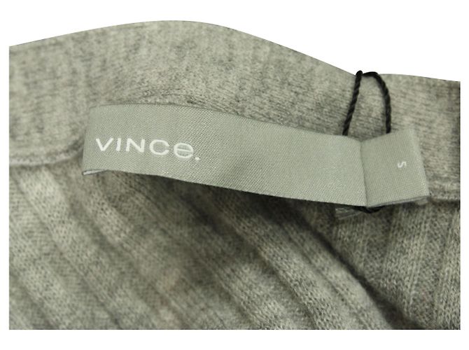 Vince Gerippte Strickjacke aus grauem Kaschmir - Ansicht 4