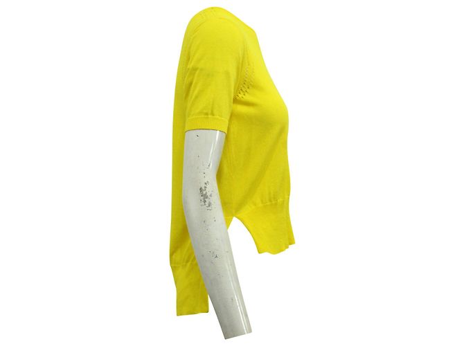 T-shirt Rochas in maglia di cotone giallo - vista 3
