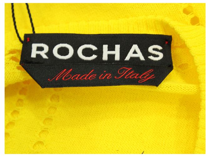 T-shirt Rochas in maglia di cotone giallo - vista 4