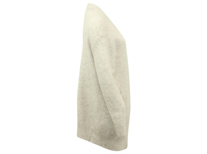 Acne Studios Raya Cardigan aus cremefarbener Wolle Weiß Roh - Ansicht 3