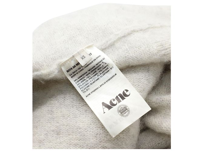 Acne Studios Raya Cardigan aus cremefarbener Wolle Weiß Roh - Ansicht 4